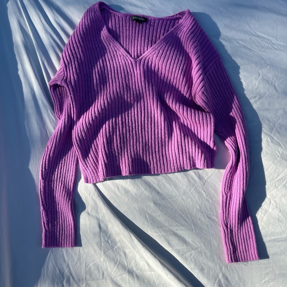 Wild Fable Purple V-Neck Ribbed Sweater